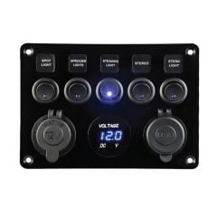 BFY IŞIKLI, VOLTMETRE VE USB ŞARJLI 5 ANAHTARLI SWITCH PANEL